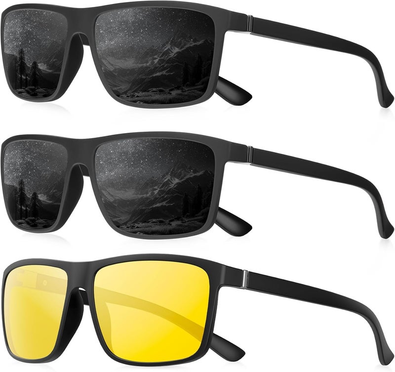QALLY Store Polarized Sunglasses for Men Rectangular Frame Men's Polarized Sunglasses Sports Sunglasses with UV400 Protection - Image 1